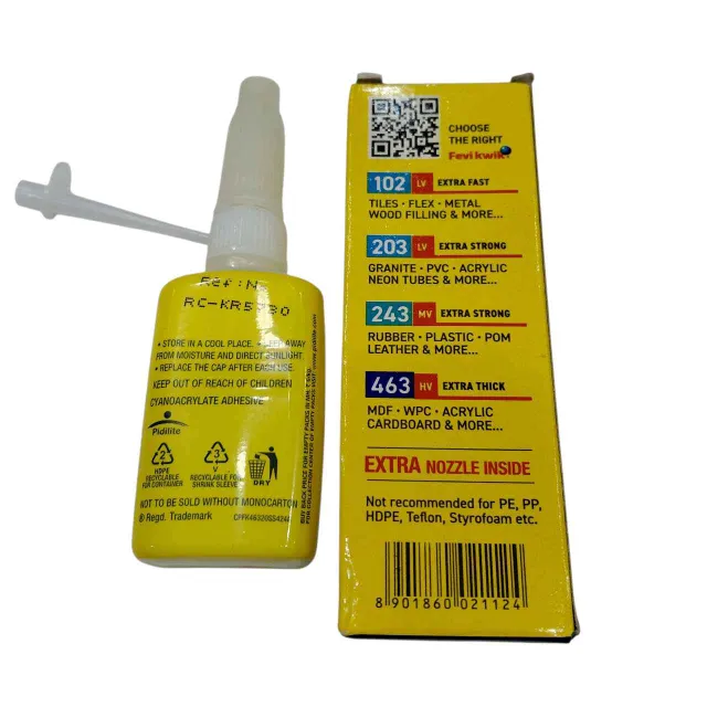 Fevi Kwik 463 Extra Thick by Pidilite | Multi-Purpose Gel Instant Adhesive high velocity 20gm(2952)