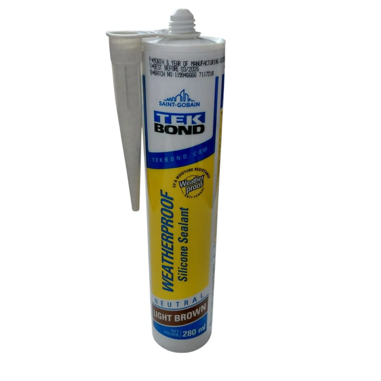 Silicone Sealant Light Brown – Tek Bond by Saint Gobain Weatherproof 400gm (280ml) Gap Filling (2953)