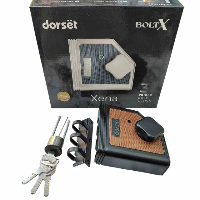 Dorset Main Door Lock for Double Door Black XENA 202GM | Rimlock | bolt X | 3 Vertibolt 15 year warranty(2962)