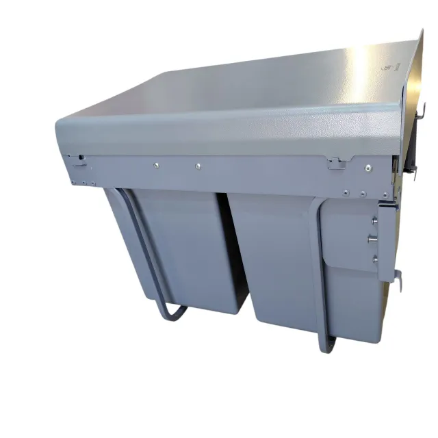 Double Pullout Dustbin for Kitchen 20L+20L Dry and Wet Waste, Grey Finish, 5-Year Warranty (2971)