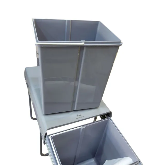 Double Pullout Dustbin for Kitchen 20L+20L Dry and Wet Waste, Grey Finish, 5-Year Warranty (2971)