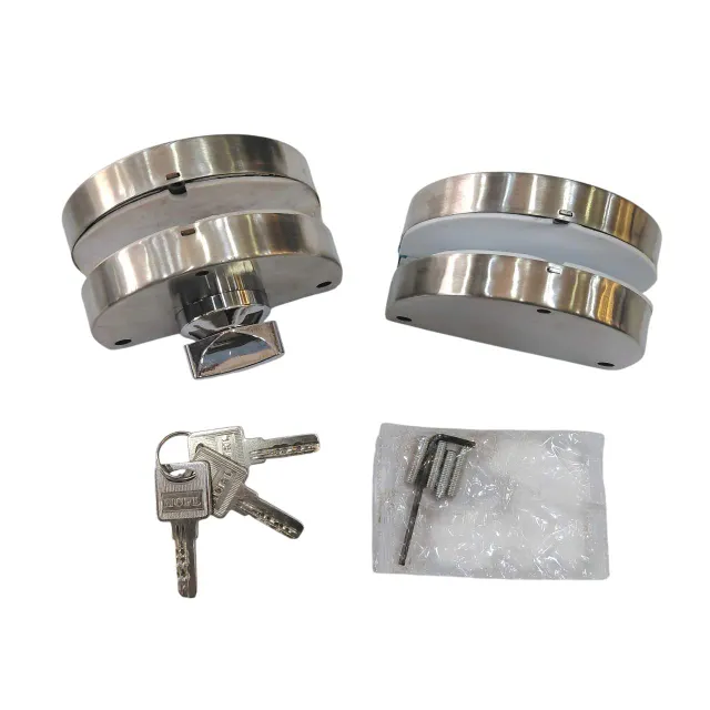 Double Glass Door Lock Key and Knob | Glass-to-Glass Door Lock for 8mm–12mm Glass | Stainless Steel | 1-Year Warranty (1102)