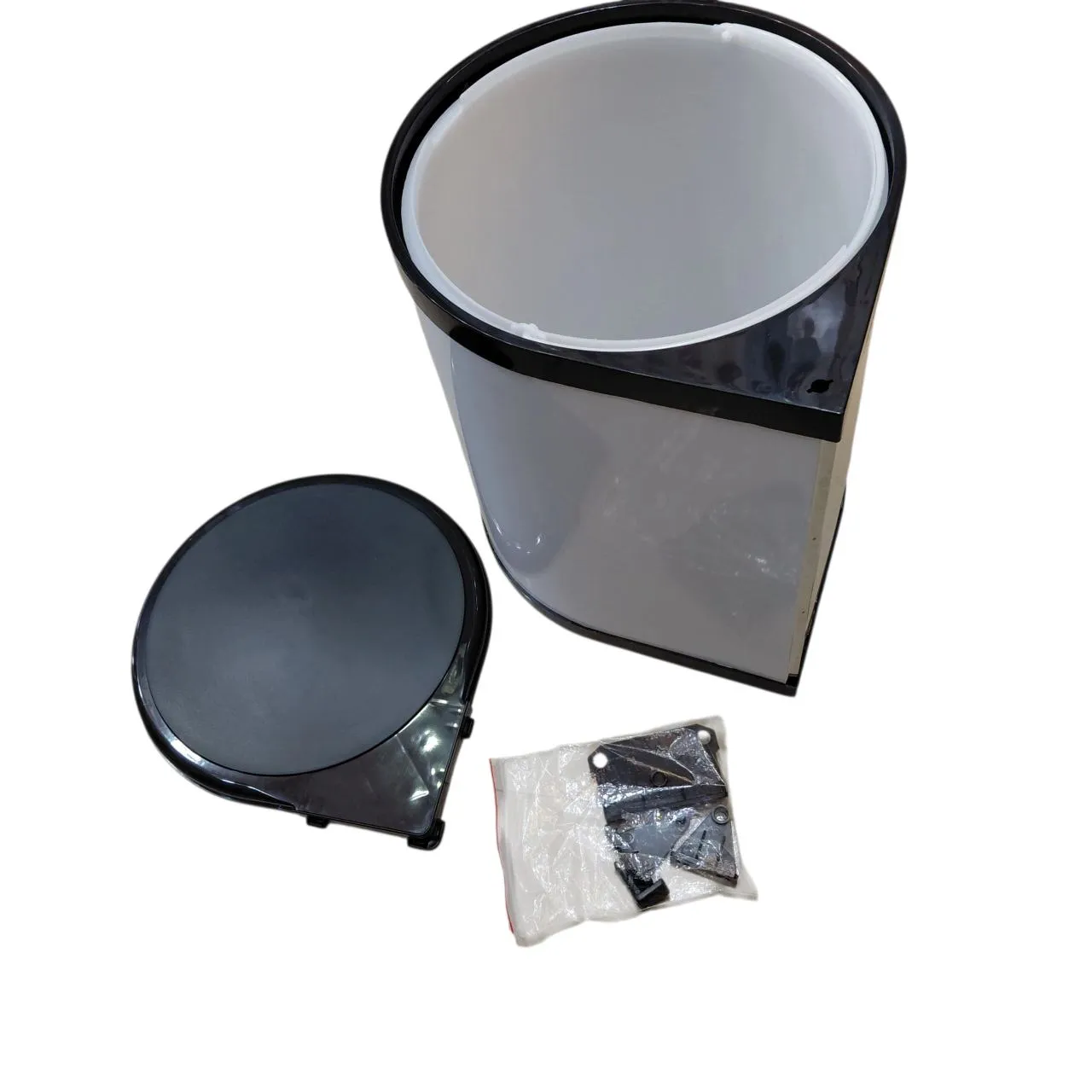 Auto Lid Dustbin 14 Ltr – Stainless Steel and Black Garbage Bin for Modular Kitchen Cabinets(1694)