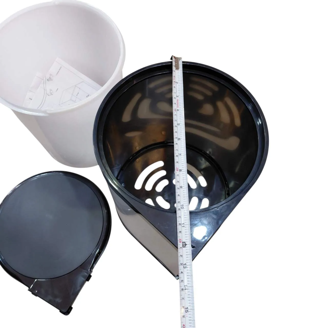 Auto Lid Dustbin 14 Ltr – Stainless Steel and Black Garbage Bin for Modular Kitchen Cabinets(1694)