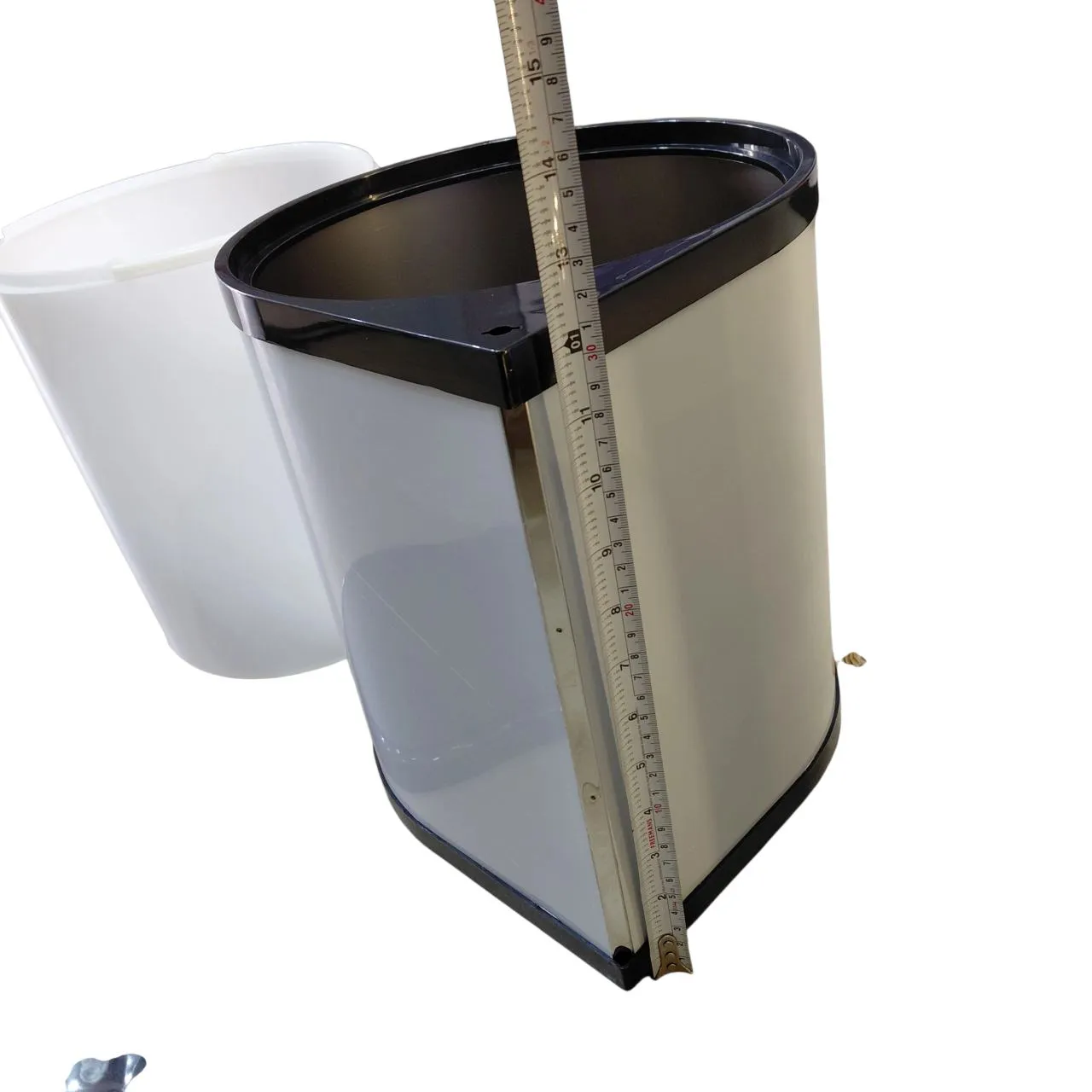 Auto Lid Dustbin 14 Ltr – Stainless Steel and Black Garbage Bin for Modular Kitchen Cabinets(1694)