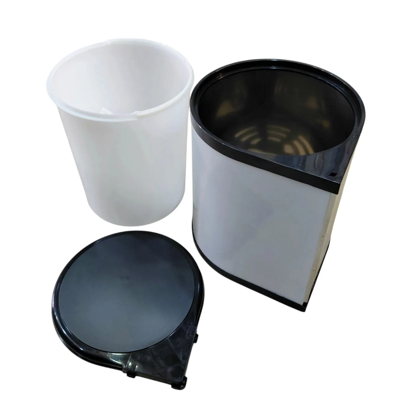 Auto Lid Dustbin 14 Ltr – Stainless Steel and Black Garbage Bin for Modular Kitchen Cabinets(1694)