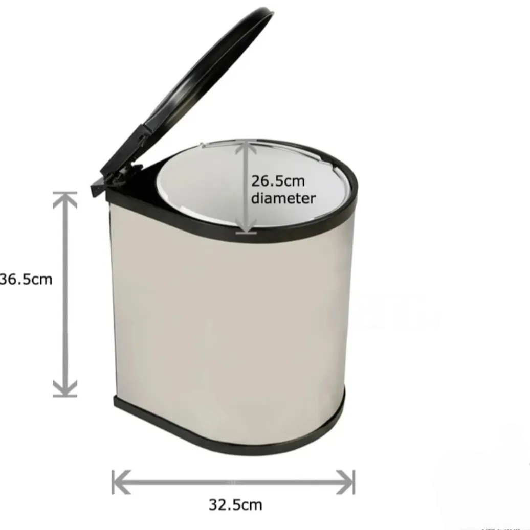 Auto Lid Dustbin 14 Ltr – Stainless Steel and Black Garbage Bin for Modular Kitchen Cabinets(1694)