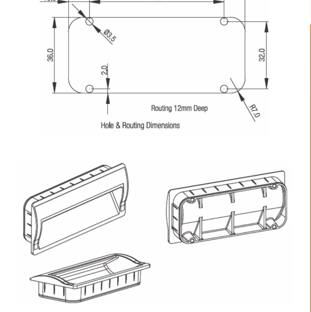 Ebco Recessed Concealed Handle PVC RH-90 Black 4"- Pull for Furniture ,Drawers and Sliding Doors(2990)