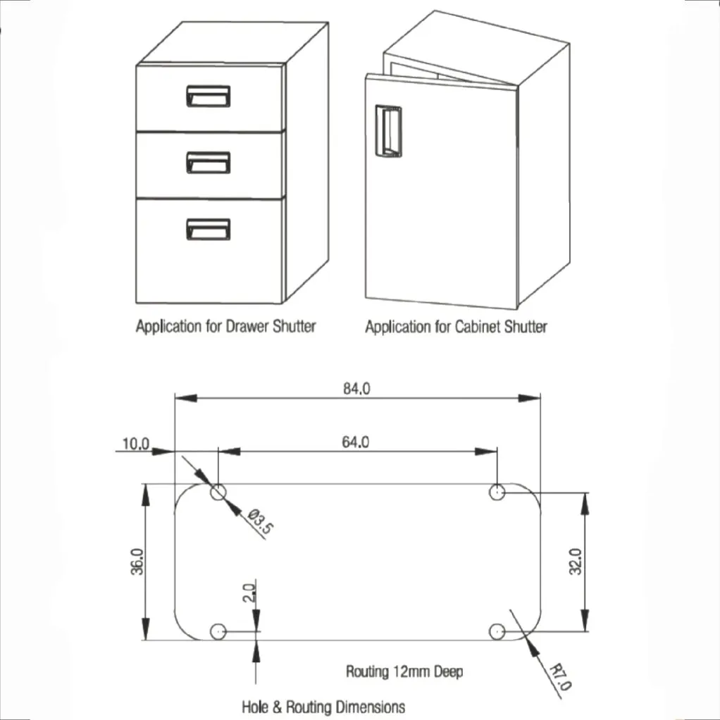 Ebco Recessed Concealed Handle PVC RH-90 Black 4"- Pull for Furniture ,Drawers and Sliding Doors(2990)