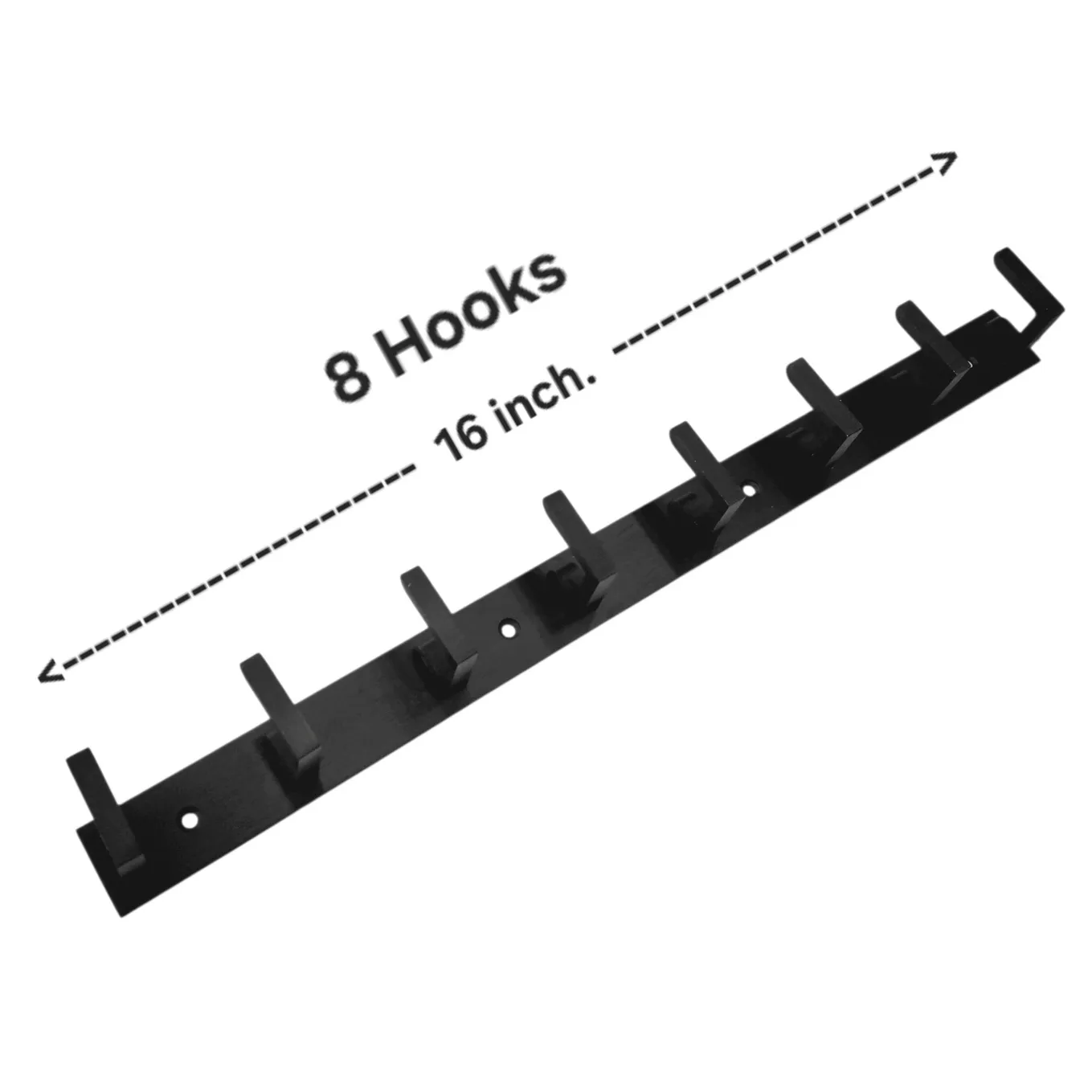 Cloth Hanger Robe Hook Black Matt Finish – Aluminium L-Type 4/6/8 Hooks Wall Hanger for Bathroom and Bedroom (2549)