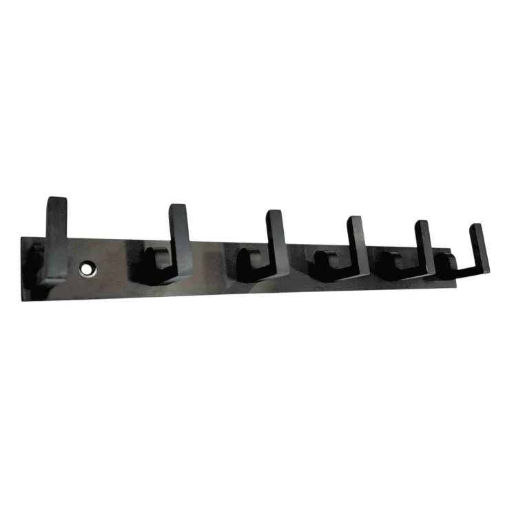 Cloth Hanger Robe Hook Black Matt Finish – Aluminium L-Type 4/6/8 Hooks Wall Hanger for Bathroom and Bedroom (2549)