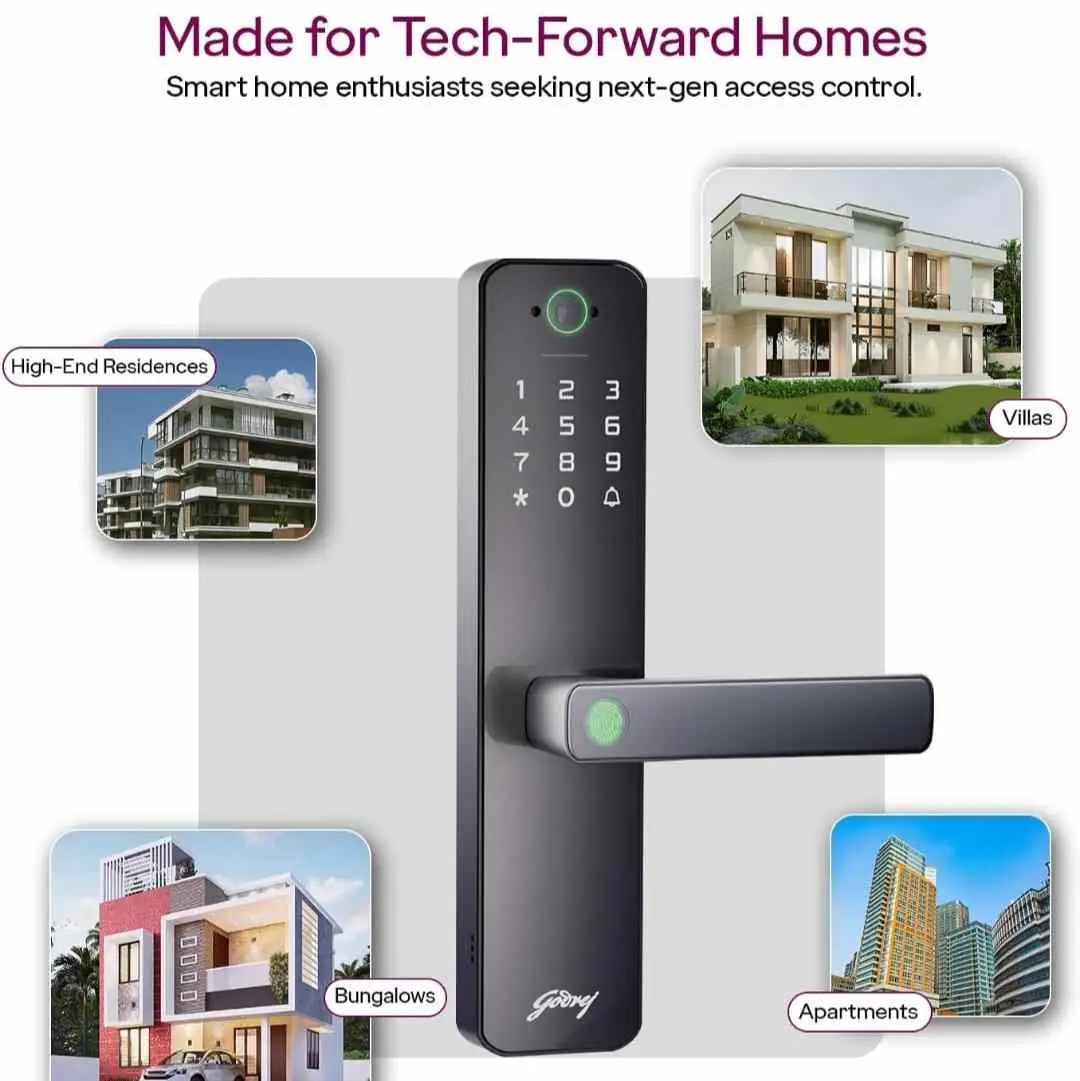 Godrej Smart Lock Neo Pro View Digital Lock with HD Camera 9690 | WiFi App, Fingerprint, PIN, RFID,Mobile APP| 7-in-1 Access | 3-Year Warranty(3002)