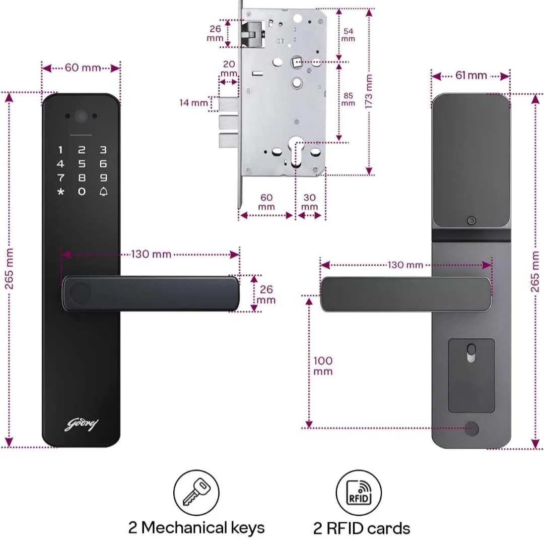 Godrej Smart Lock Neo Pro View Digital Lock with HD Camera 9690 | WiFi App, Fingerprint, PIN, RFID,Mobile APP| 7-in-1 Access | 3-Year Warranty(3002)