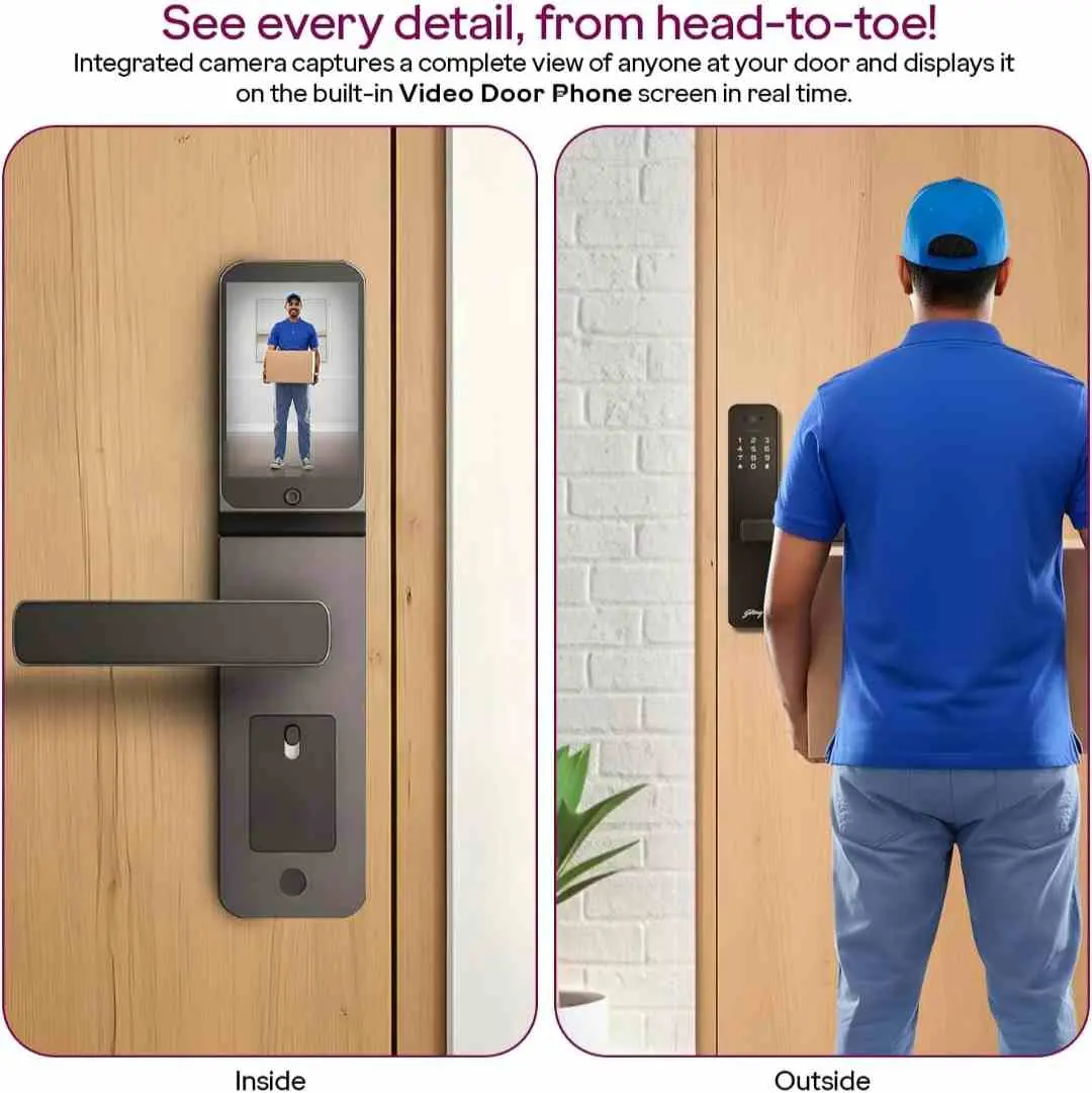 Godrej Smart Lock Neo Pro View Digital Lock with HD Camera 9690 | WiFi App, Fingerprint, PIN, RFID,Mobile APP| 7-in-1 Access | 3-Year Warranty(3002)