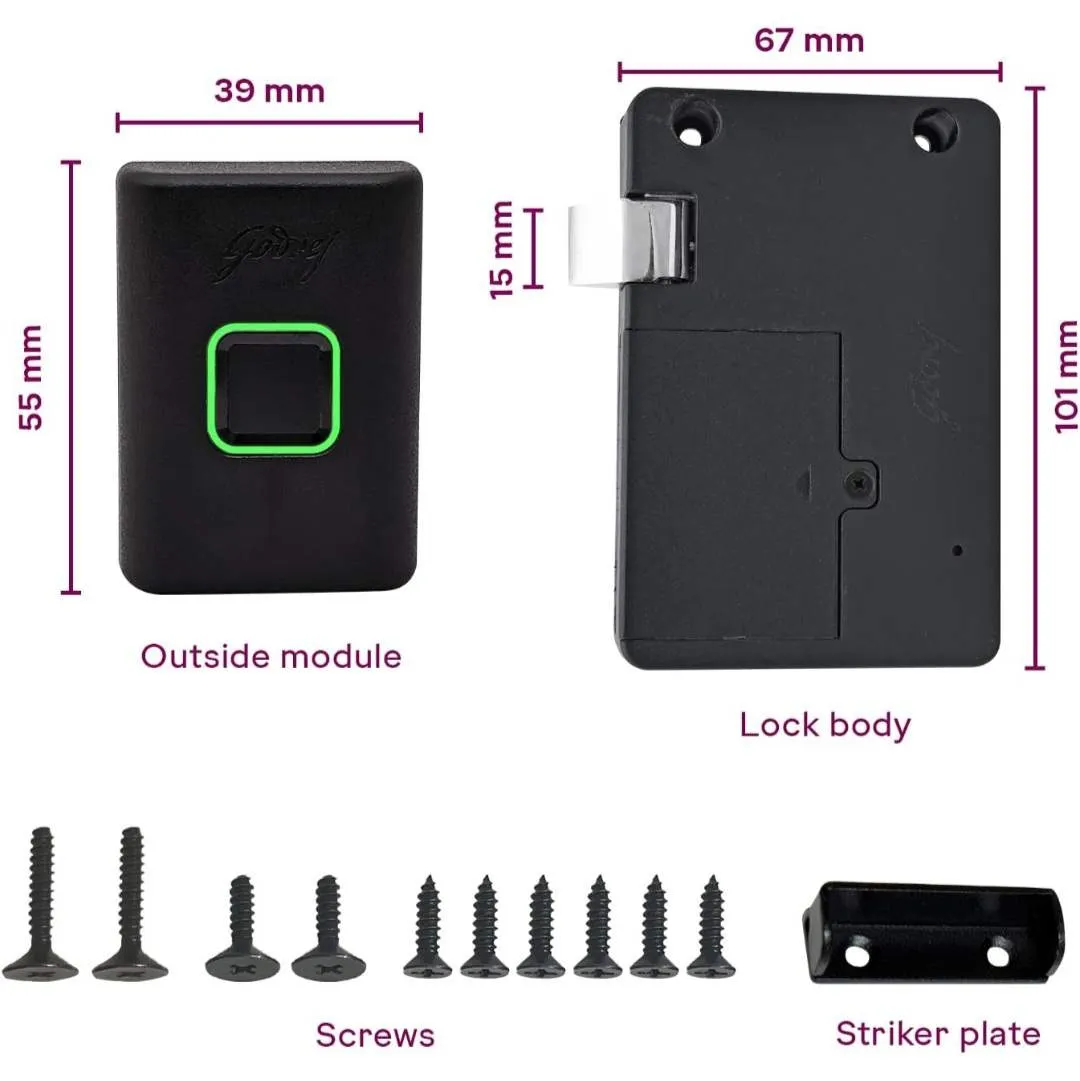 Godrej Smart Cabinet Lock Black Advantis Astron 9799 | Fingerprint, Bluetooth| Mobile App | Passage Mode |Digital Furniture Lock| 3 Yrs Warranty (3006)