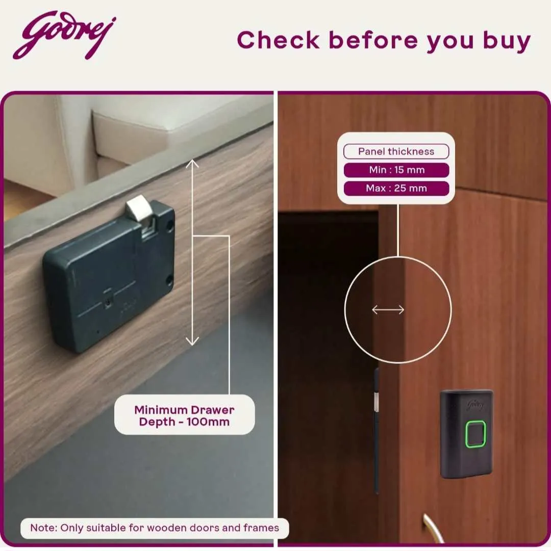 Godrej Smart Cabinet Lock Black Advantis Astron 9799 | Fingerprint, Bluetooth| Mobile App | Passage Mode |Digital Furniture Lock| 3 Yrs Warranty (3006)