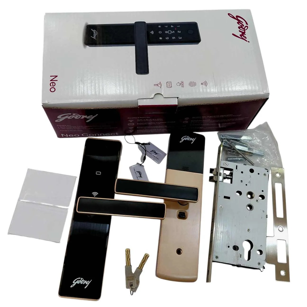 Godrej Neo Connect Digital Maindoor Door Lock Rose Gold– 5 Access Modes Smart WiFI and Bluetooth, App Control, Fingerprint + PIN + RFID 3-Year Warranty (3007)