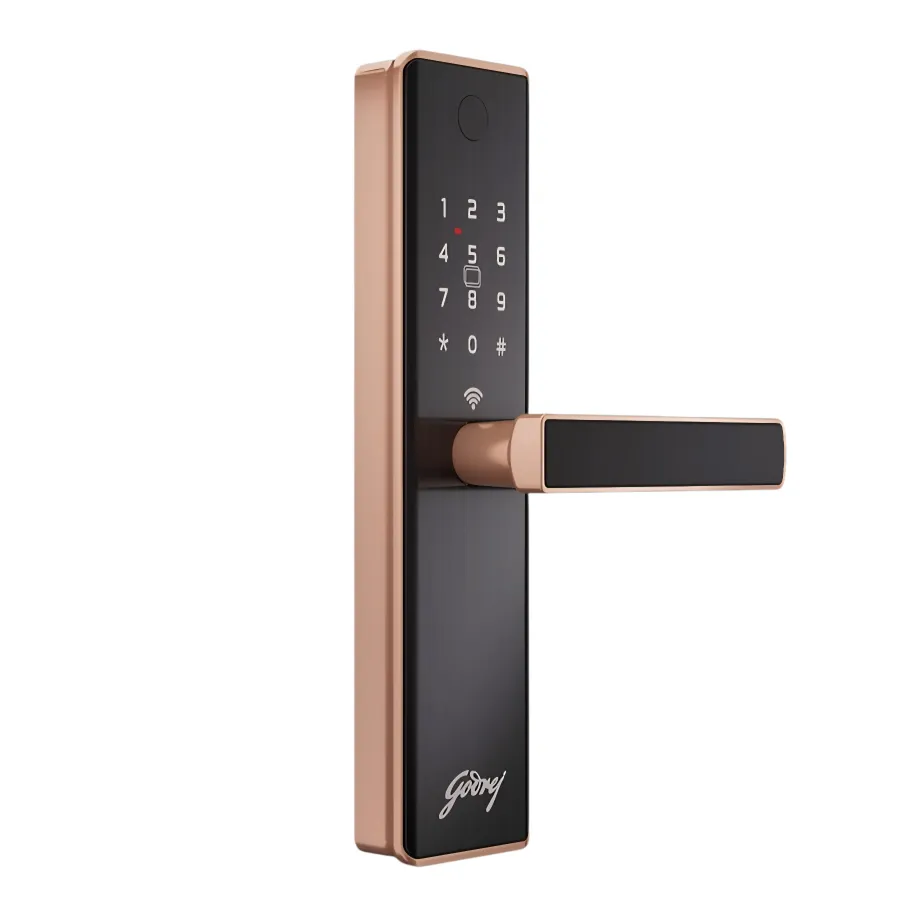 Godrej Neo Connect Digital Maindoor Door Lock Rose Gold– 5 Access Modes Smart WiFI and Bluetooth, App Control, Fingerprint + PIN + RFID 3-Year Warranty (3007)