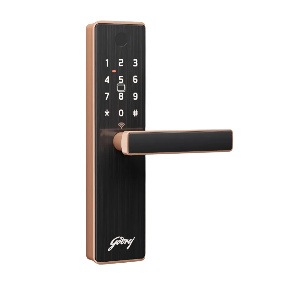Godrej Neo Connect Digital Maindoor Door Lock Rose Gold– 5 Access Modes Smart WiFI and Bluetooth, App Control, Fingerprint + PIN + RFID 3-Year Warranty (3007)