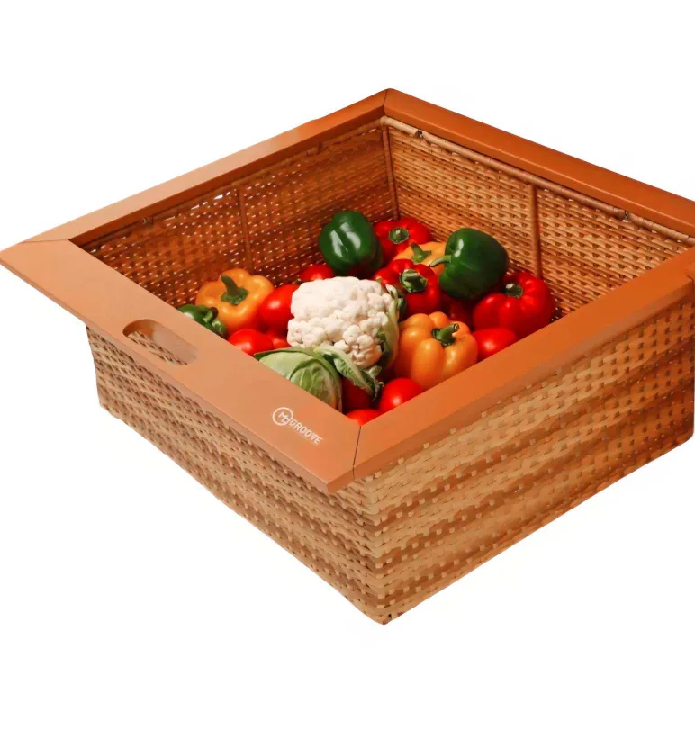 Wicker Basket PVC 450mm | 4", 6", 8" Height Options | Vegetable Basket | Italian Wooden Finish MH Groove | Premium (1666)