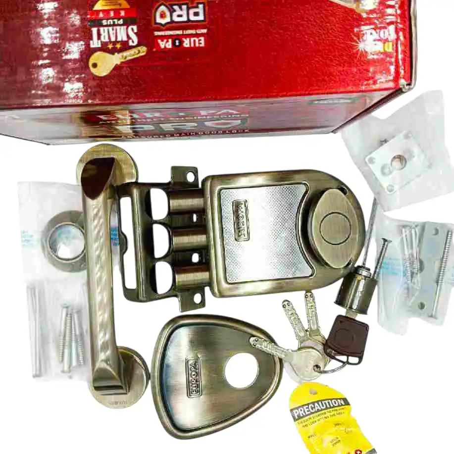 Europa T911AB Main Door Lock Tribolt with Free Handle | Antique Brass | Smart Plus Key | 15 Years Warranty (1010)