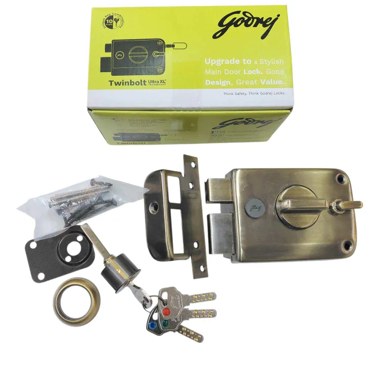 Godrej Ultra XL+ Twinbolt 1CK Deadbolt Maindoor Lock Antique Brass 6085AB | 5 years warrenty | Free Installation (1556)