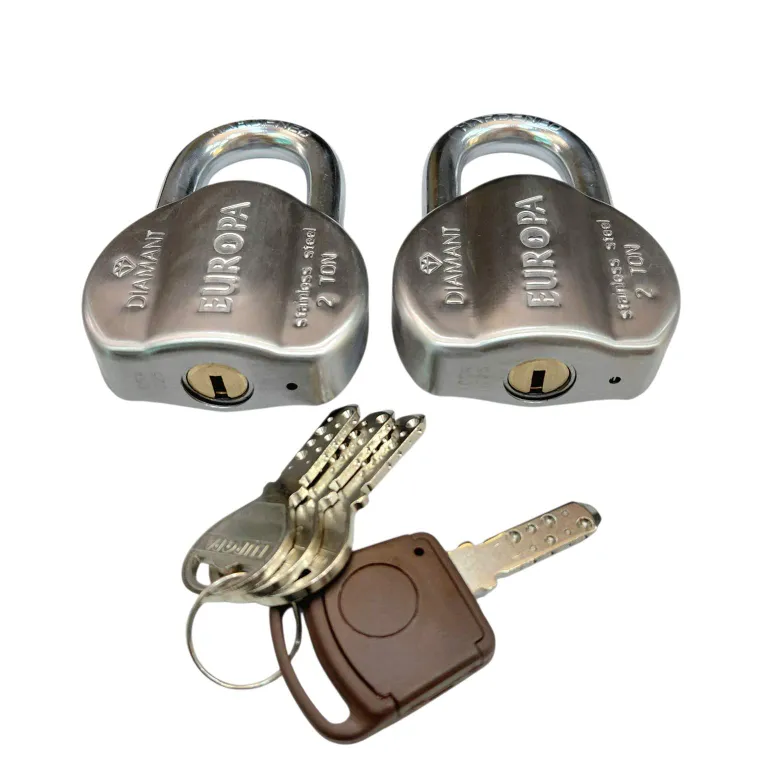 Europa Diamant Padlock L365SSTW 65mm | Satin Stainless Steel | Pack of 2pcs with Common Key | 15 Years Warranty (1107)