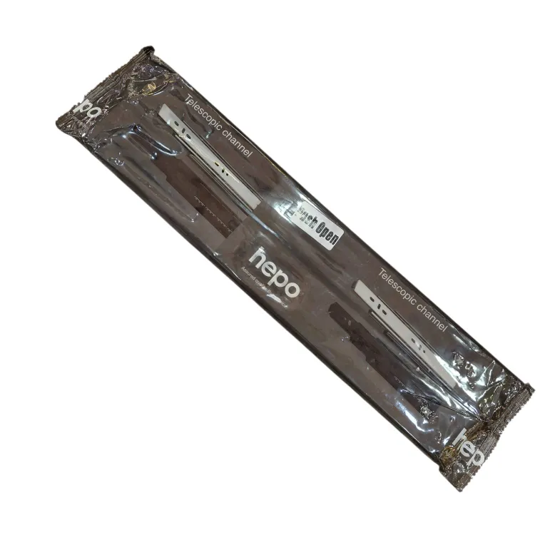 Hepo by Hettich Push to Open Drawer Channel Zinc finish | 14",16",18",20" | Telescopic  Slides 45kg Capacity Heavy(1991)