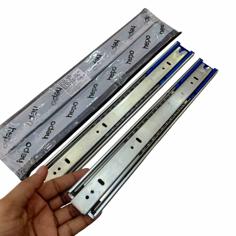Hepo by Hettich Push to Open Drawer Channel Zinc finish | 14",16",18",20" | Telescopic  Slides 45kg Capacity Heavy(1991)