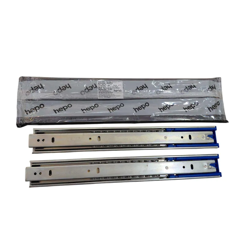 Hepo by Hettich Push to Open Drawer Channel Zinc finish | 14",16",18",20" | Telescopic  Slides 45kg Capacity Heavy(1991)