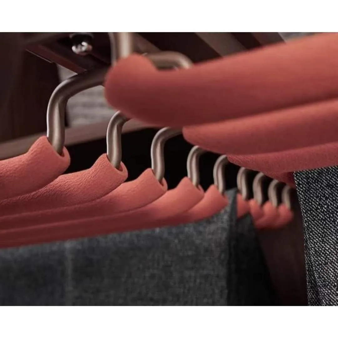Wardrobe Organizer Pull Out Trouser/Saree Rack Soft Close Double Row 20 Arms Mocha Finish 650mm (3031)