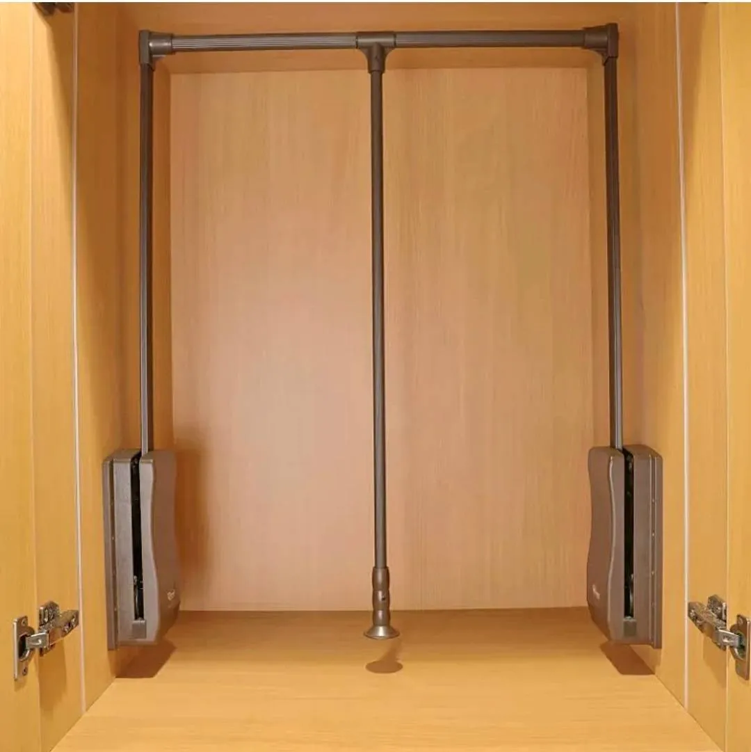 Wardrobe Pull Down Hanger Soft Close Mocha Finish Adjustable Cloth Lifter Width-(830mm–1150mm) (3032)