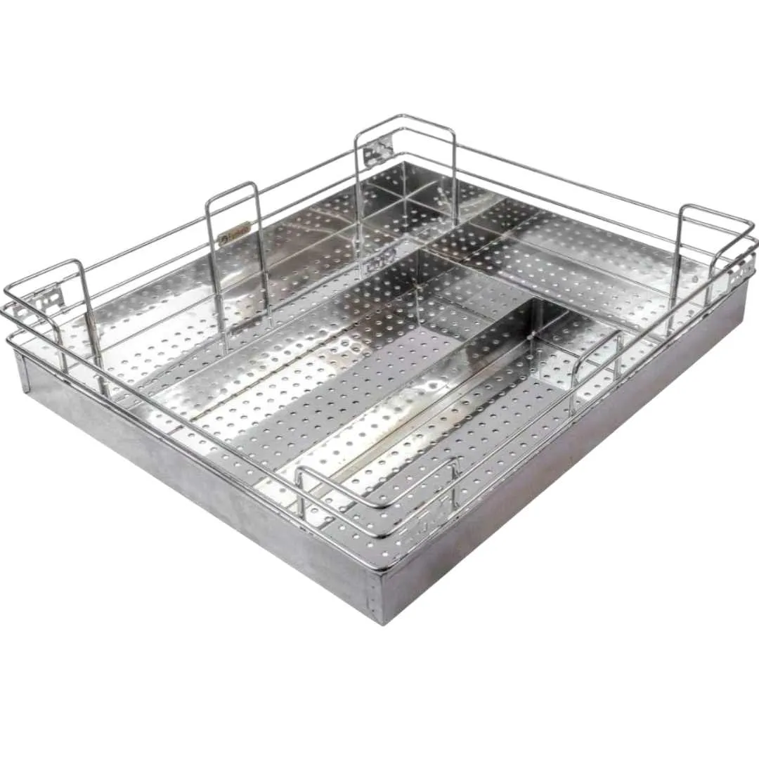 Kitchen Basket Stainless Steel Perforated Cutlery Organizer Trolley | deep-20" , height-4" , width-15",17",19",21",24" (1679)