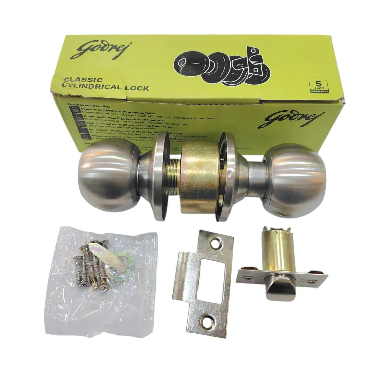 Godrej Cylindrical lock keyless 5805 stainless steel for bathroom (without key) 2years warrenty (60mm latch)(1589)