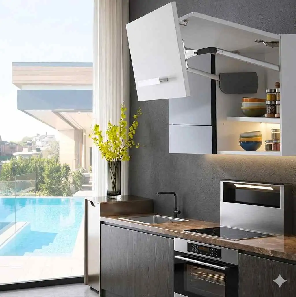 Bi-fold liftup system soft close double door lift up for kitchen cabinet doors 5 years warrenty  (1181)