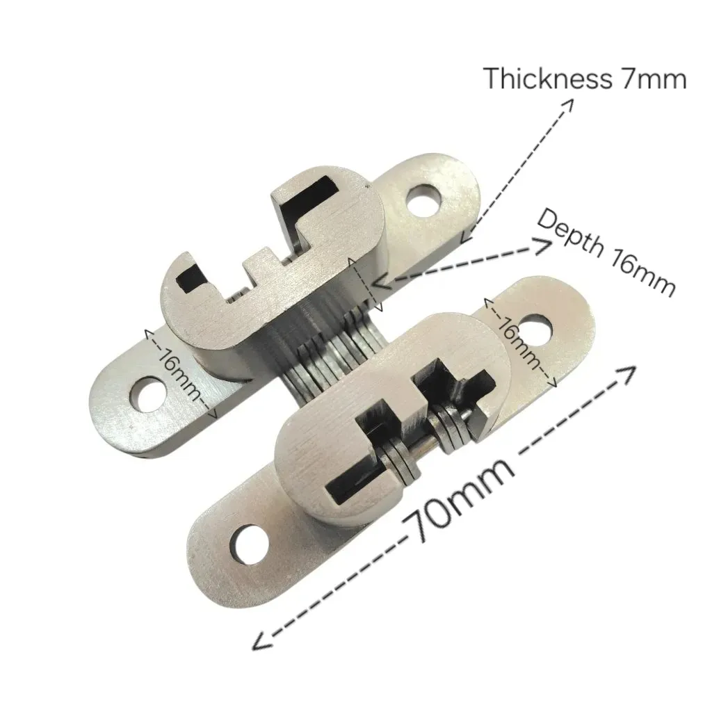 Concealed door hinge for hidden door 4/2/CDH5 (70mm*16mm)  SOS hinge steel finish set of 2pcs Zipco(ebco)(2919)