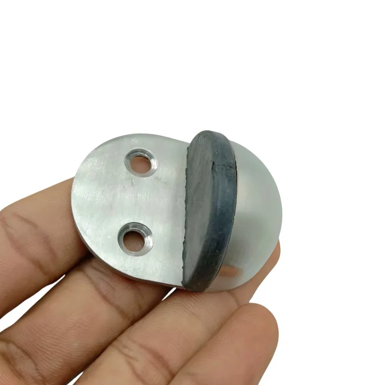 Steel Floor Door Stopper 1 Inch - Heavy Duty with Protective Rubber Bush For Glass OR Wooden Doors (2501)