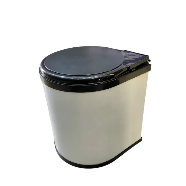 Auto Lid Dustbin 8 Ltr Stainless Steel Silver and Black Garbage Bin for Modular Kitchen Cabinets (2885)
