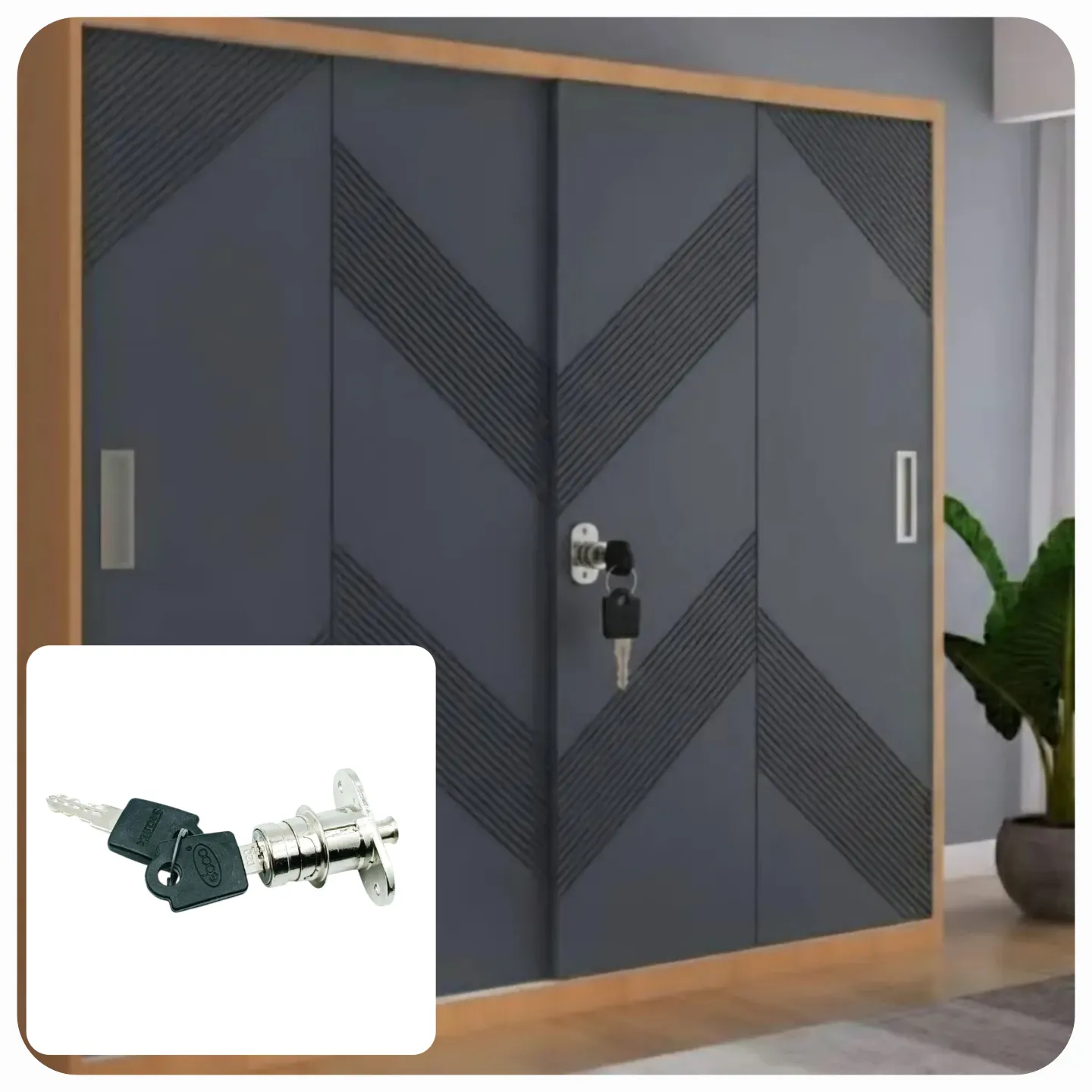 Ebco Center Push Lock MPT1-22mm for Double Sliding Wardrobe Doors  (1620)