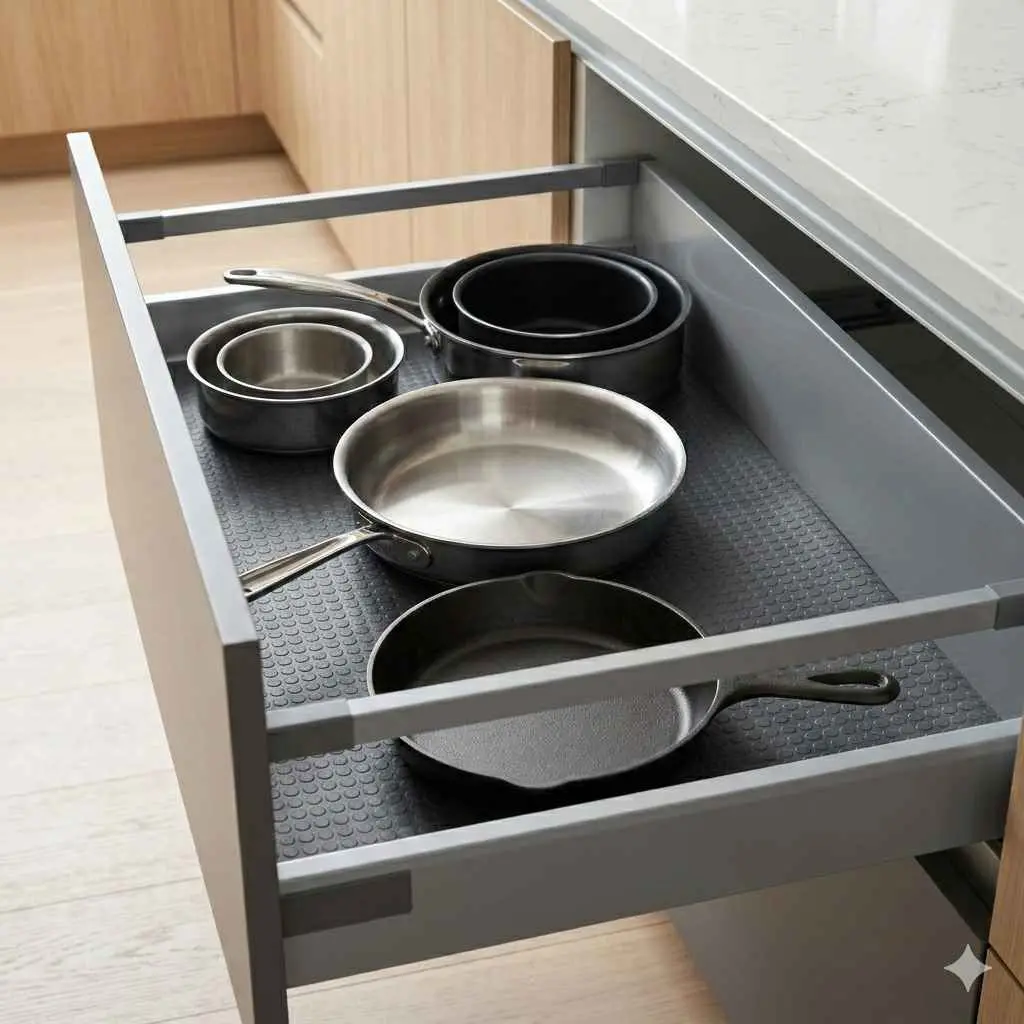 Anti Slip Rubber Matt for Kitchen Tandem, Drawer baskets etc | Round Bump Dots (500mm width) (1 Meter length) (1678)