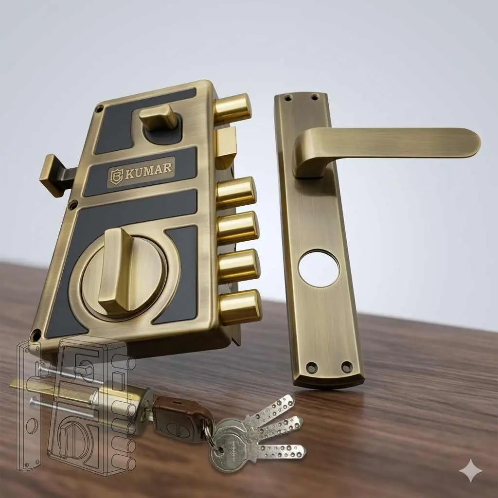 Boss Maindoor Lock With Mortise Handle Ultra Titan Bolt Antique Finish UTLH7511AB(left) and UTRH7511AB(right) 15 years warrenty (1034)