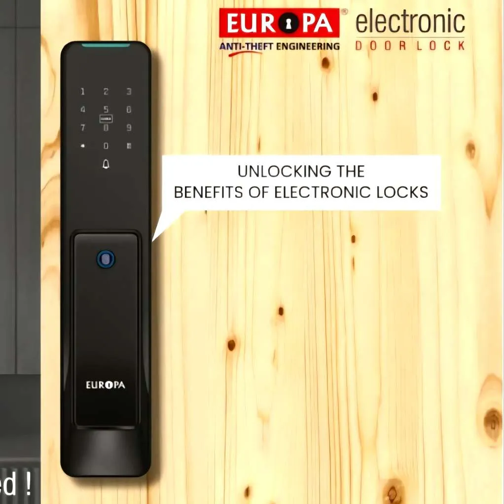 Europa Digital Lock EMD1661BLA – WiFi Enabled Smart Door Lock with Fingerprint, Password, RFID & Mechanical Key Access P2-A lock (2887)