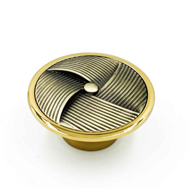 Fancy Drawer knob round 2" Antique/gold,Black,Gold/white finish