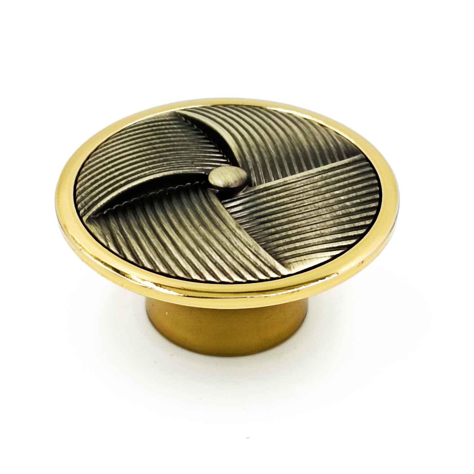 Fancy Drawer knob round 2 inch DK207 Antique/gold,Black,Gold/white finish  (1079) - Gold/white