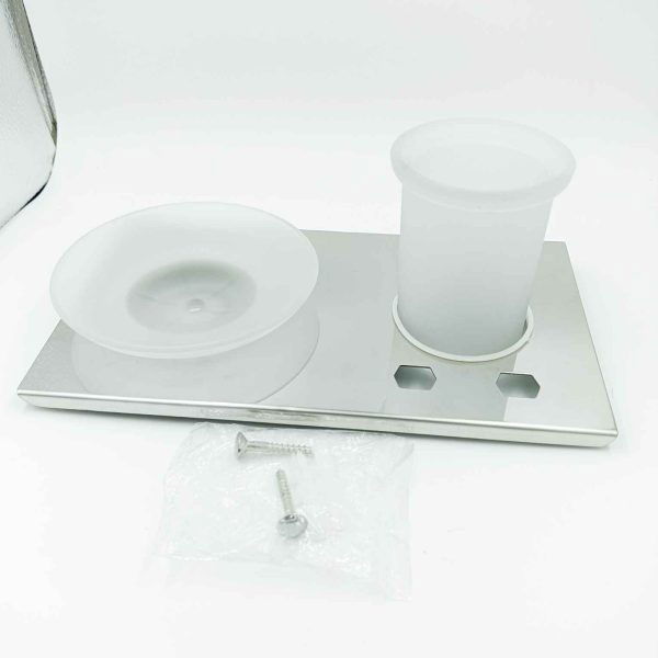 S.S 3in1 stainless steel soap dish with paste and brush holder