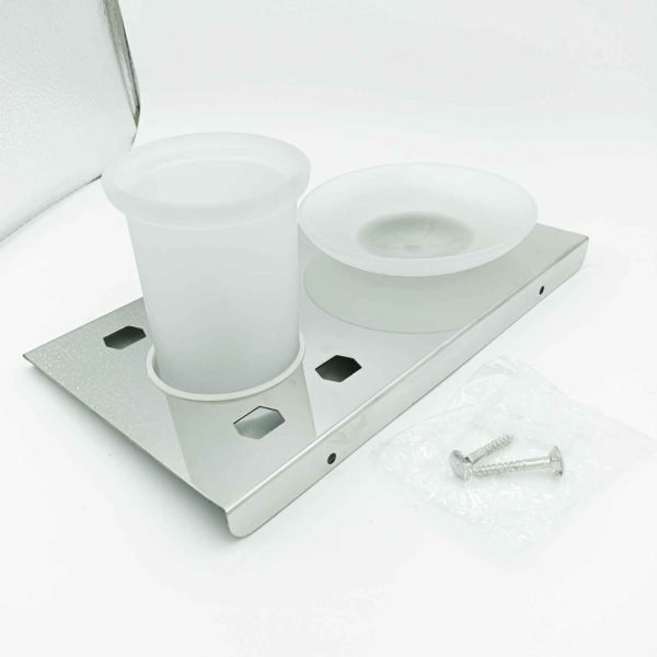 S.S 3in1 stainless steel soap dish with paste and brush holder