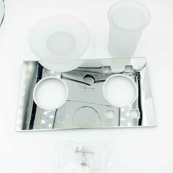 S.S 3in1 stainless steel soap dish with paste and brush holder