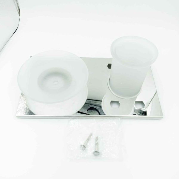 S.S 3in1 stainless steel soap dish with paste and brush holder