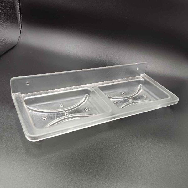 ABS double soap dish clear square unbreakable