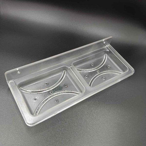 ABS double soap dish clear square unbreakable